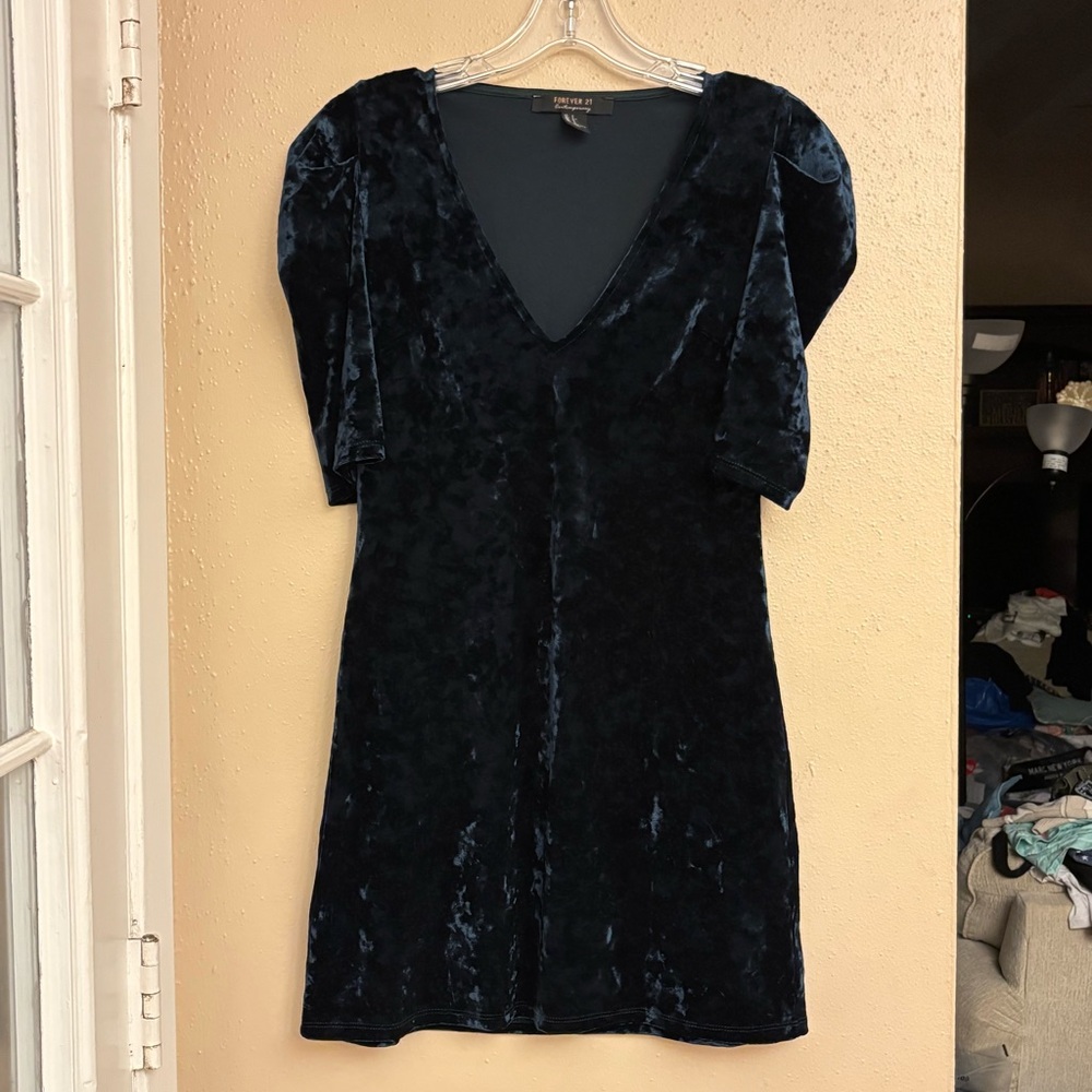 Dark Green Velvet Mini Dress